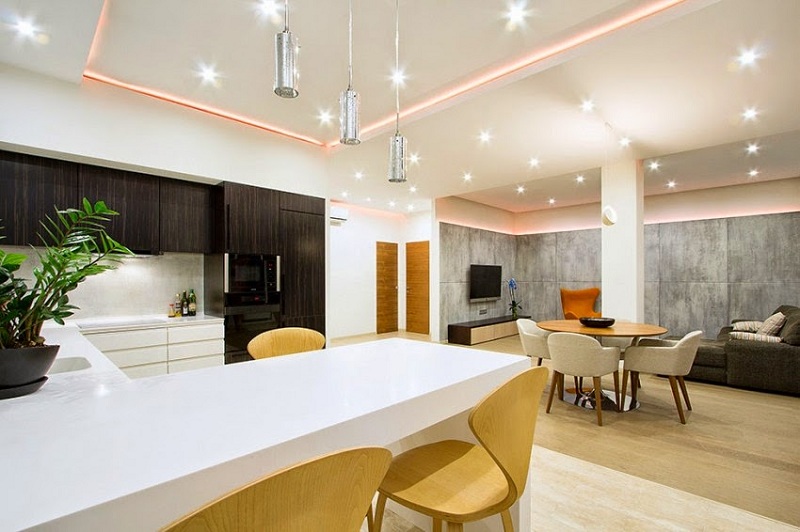 Lắp đặt hệ thống chiếu sáng phù hợp với từng không gian trong thiết kế nội thất nhà lô