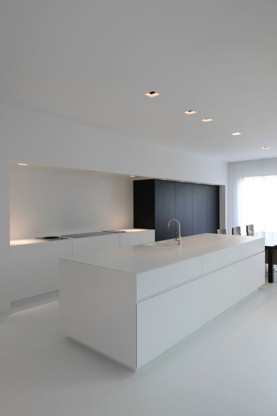 Phòng bếp trong phong cách thiết kế nội thất tối giản