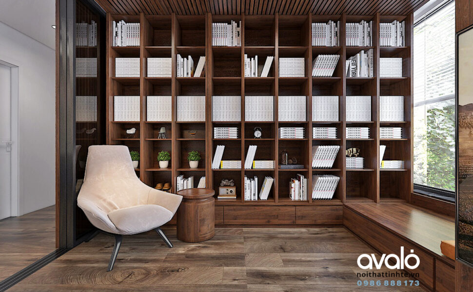Phòng đọc sách có văn ngăn di động tạo sự riêng tư khi cần thiết