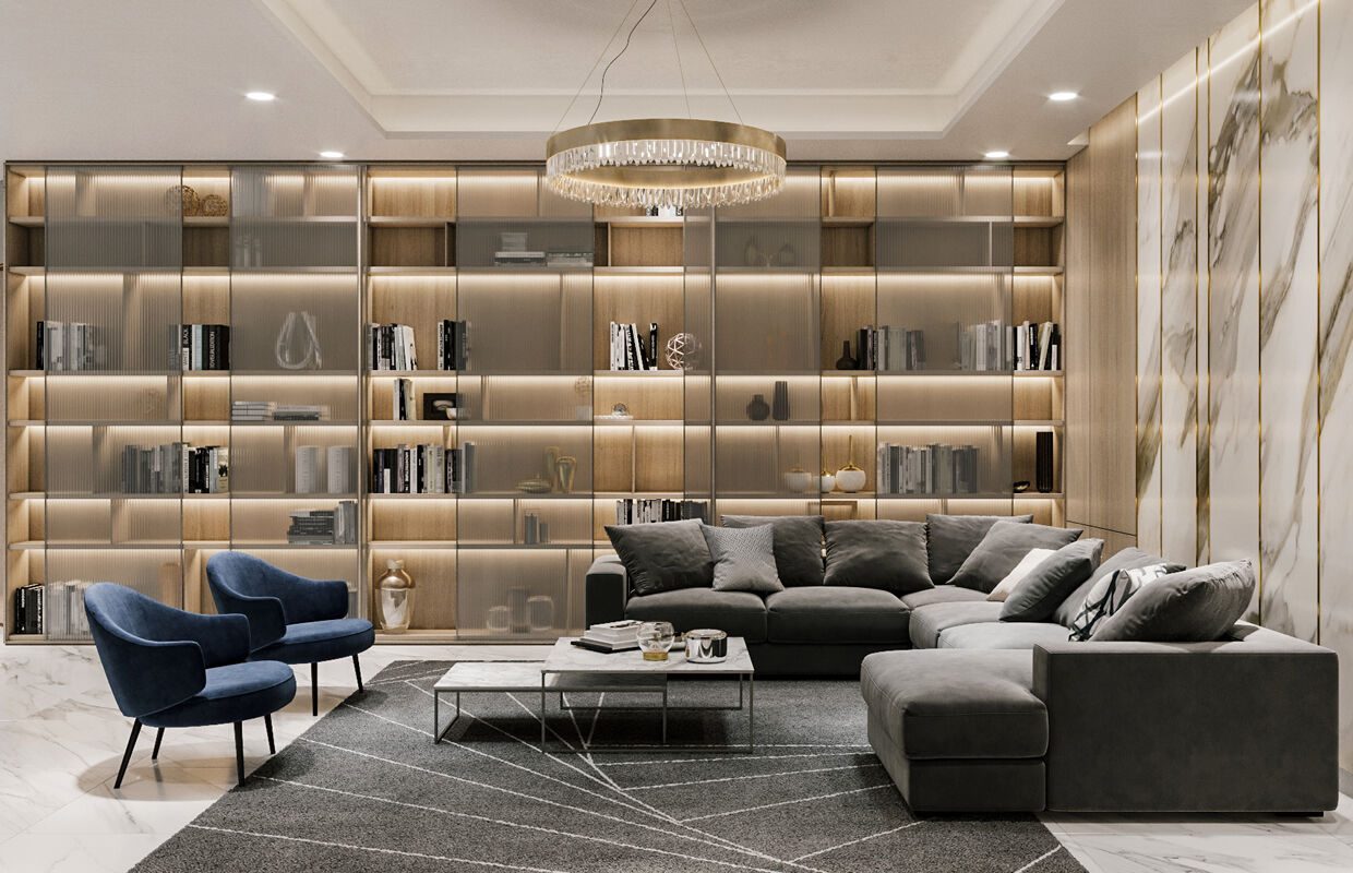 Mẫu thiết kế chung cư phong cách Luxury cho phòng khách