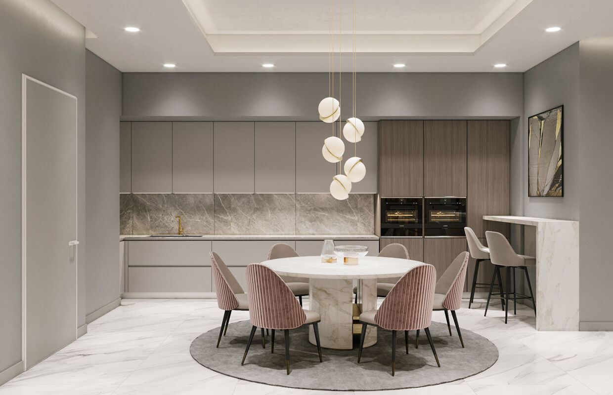 Mẫu thiết kế chung cư phong cách Luxury cho phòng bếp