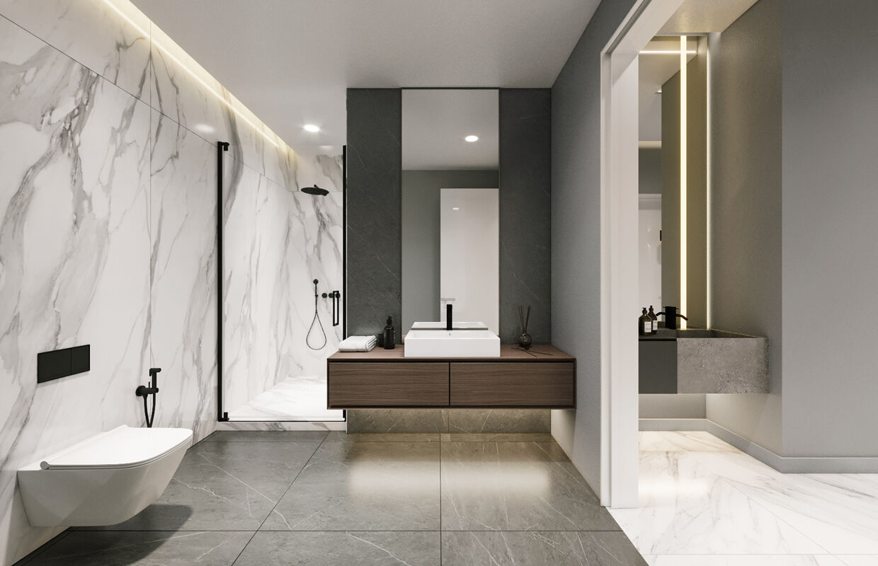 Mẫu thiết kế chung cư phong cách Luxury cho phòng tắm