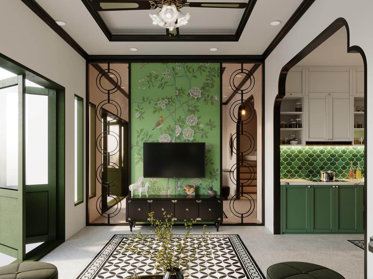 Thiết kế nội thất chung cư phong cách Indochine mẫu 3