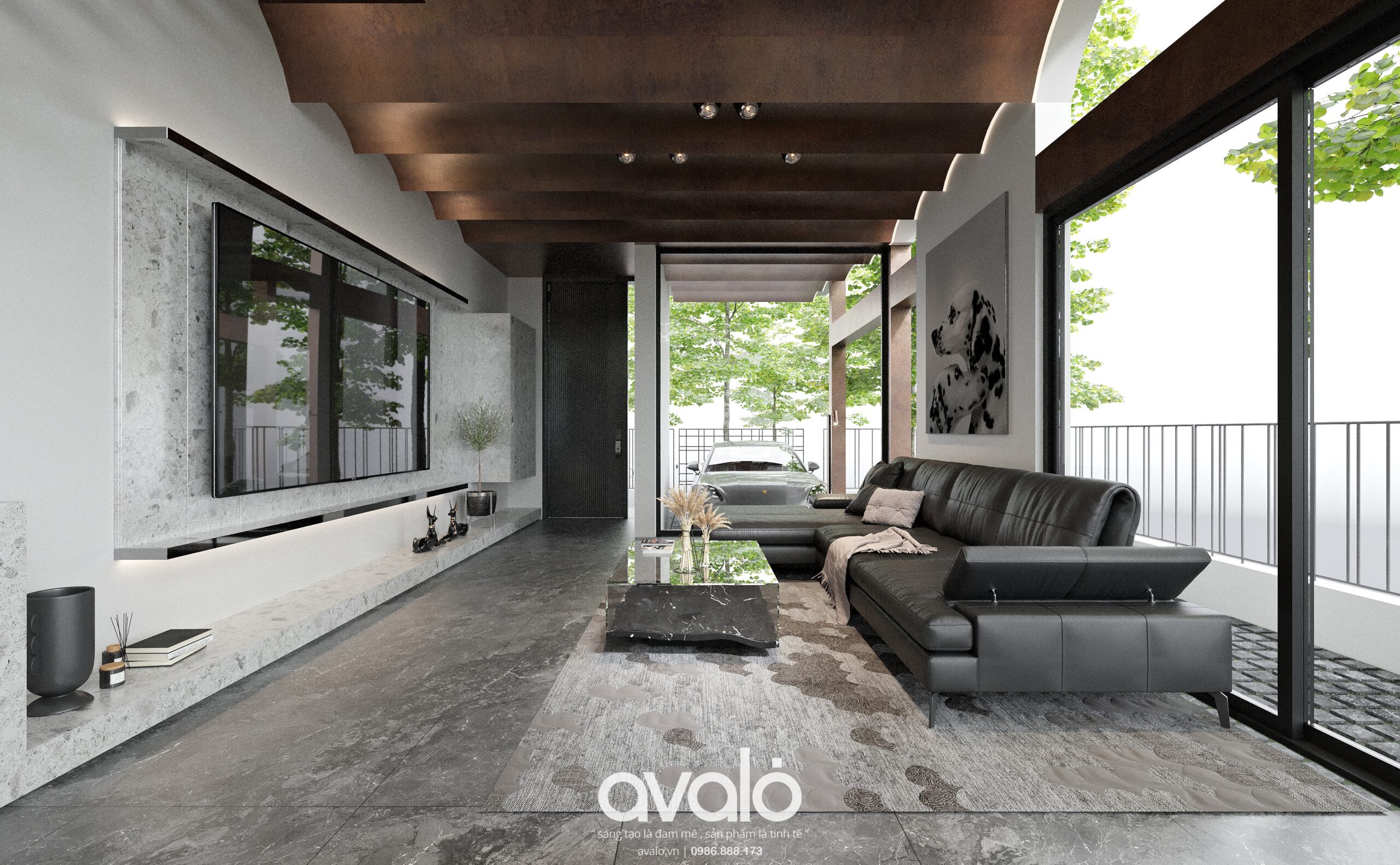 biet thu toi gian 2 85880 scaled Sử dụng màu sắc trung tính, tận dụng tối đa ánh sáng tự nhiên cho biệt thự tối giản