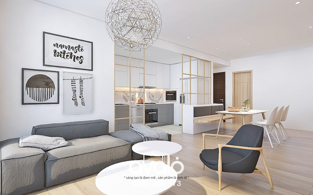 mau thiet ke noi that chung cu 60m2 1 19275 Mẫu thiết kế nội thất chung cư 60m2 hiện đại