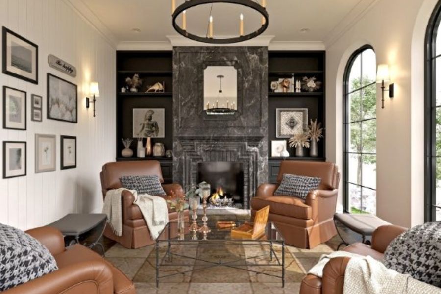 phong khach nha pho phong cach dia trung hai 1 83034 Phòng khách trong thiết kế nhà phố phong cách Địa Trung Hải