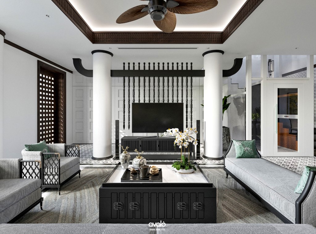 thiet ke noi that mang ve dep truyen thong theo phong cach indochine Mẫu thiết kế chung cư sang trọng và đẳng cấp theo phong cách Indochine